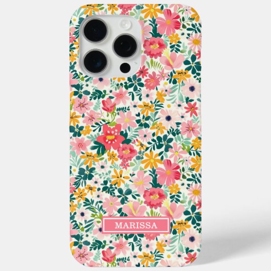サンゴ色の可愛い花のモノグラム Case-Mate iPhoneケース (裏面)