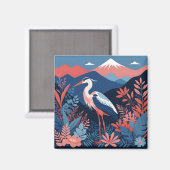 サンゴ色の山のサギのマグネット マグネット (正面/裏面)