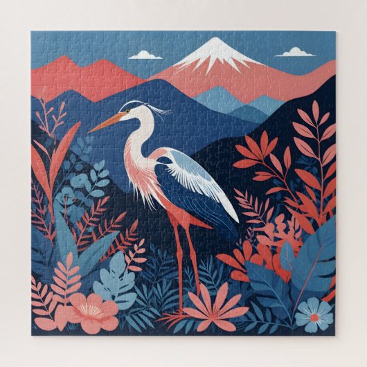 サンゴ色の山サギパズル ジグソーパズル (縦)
