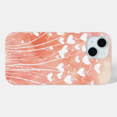 サンゴ色の水彩画風スマホケース:ハートの花 Case-Mate iPhoneケース (裏面 (横))