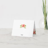 サンゴ色の花の結婚式のお礼 サンキューカード (裏面)