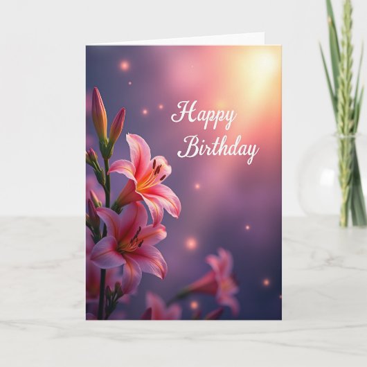 サンゴ色の花びら 誕生日カード カード (正面)