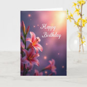 サンゴ色の花びら 誕生日カード カード (黄色い花)