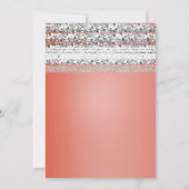 サンゴ色ピンクのディップシルバーグリッター パーティー招待状 招待状 (裏面)