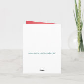 サンゴ色/ターコイズブルーの花柄ハートの感謝カード サンキューカード (裏面)