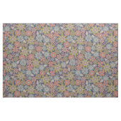 サンゴ色・青・緑の花の開花と花ざかり ファブリック (ファットクウォーター)