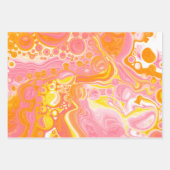 サンゴ色、黄色、オレンジ色 ラッピングペーパーシート (正面)