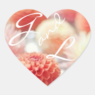 サンゴ花モノアグラムハートシール ハートシール