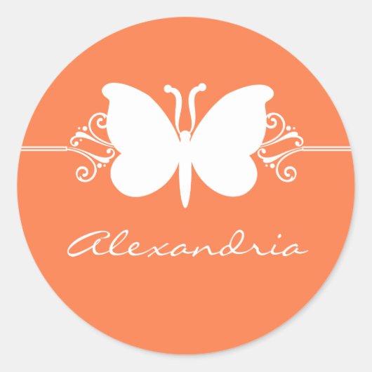 サンゴ蝶の渦巻きシール ラウンドシール (正面)