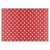 サンゴ赤と白水玉模様模様 カッティングボード (正面)