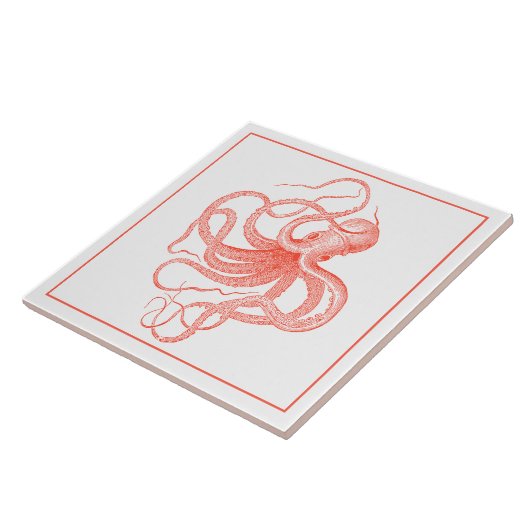 サンゴ赤ヴィンテージ航海のタコ タイル (側面)