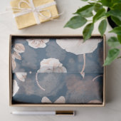 サンゴ赤面ピンクフローラルパターンブルー 薄葉紙 (ギフト)