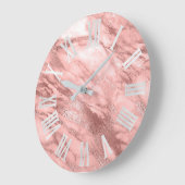 サンゴ赤面メタリックグレーシルバーローマ数字 ラージ壁時計 (傾斜)