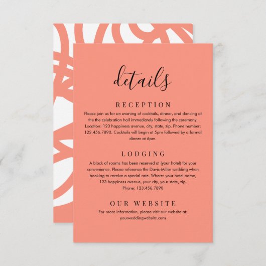 サンゴ赤面モダンミニマル抽象芸術詳細 エンクロージャーカード (正面/裏面)