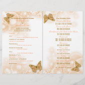 サンゴ金ゴールド蝶の結婚式プログラム (正面)