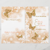 サンゴ金ゴールド蝶の結婚式プログラム (裏面)