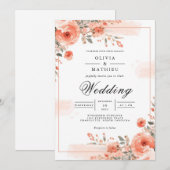 サンゴ開花結婚フレーム 招待状 (正面/裏面)