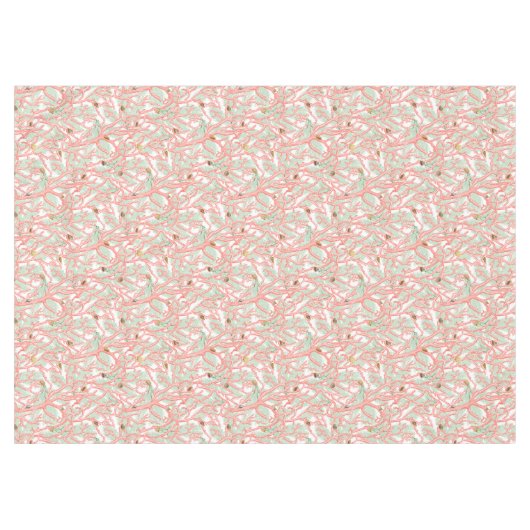 サンゴ鮮やかの枝と貝殻 テーブルクロス (正面(横))