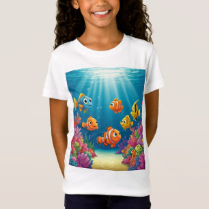 サンゴ鮮やか礁に浮かぶマンガの魚 – おもしろいunderwa tシャツ