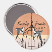 サンゴ鳥の結婚ケージの磁カスタマイズ石 マグネット (正面/裏面)