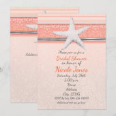 サンゴ イソギンチャク オレンジ エレガント ビーチ 招待状 (正面/裏面)