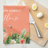 サンゴ ウォーターカラー トロピカル フラワー ビーチ ハウス キッチンタオル (四つ折り)