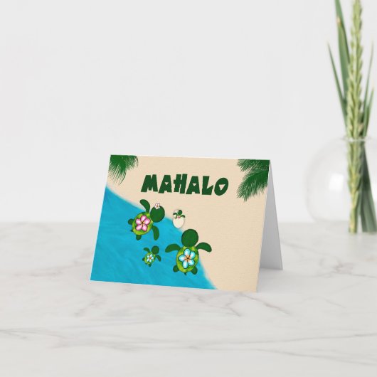 サンゴ　カメ　ファミリー　ベイビーシャワー　サンクス　ピンク サンキューカード (正面)