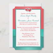 サンゴ、グリーンフローラ結合ハート写真招待状 招待状 (裏面)