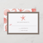 サンゴ　スター・フィッシュ　ウェディング　インビテーション 出欠カード (正面/裏面)