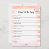 サンゴ ストライプ フラミンゴ ウェルカムベイビー シャワーカー 招待状 (正面)