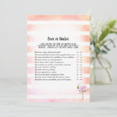 サンゴ ストライプ フラミンゴ オーバー アンダー ベビー シャワー ゲーム 招待状 (スタンド正面)