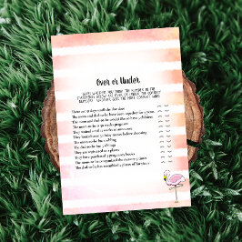 サンゴ ストライプ フラミンゴ オーバー アンダー ベビー シャワー ゲーム 招待状