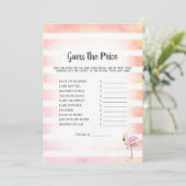 サンゴ ストライプ フラミンゴ 価格当てゲーム シャワー ゲーム 招待状 (スタンド正面)