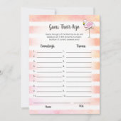 サンゴ ストライプ フラミンゴ 推測年齢 シャワーゲーム 招待状 (正面)