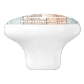 サンゴ、ティール(緑がかった色)、タンビーチウッド – 航海のいかり セラミックノブ (側面)