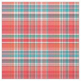 サンゴ、ティール（緑がかった色）、名門私立校風のホワイトマドラススタイルPlaid Sz3#1 ファブリック
