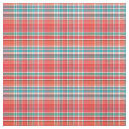 サンゴ、ティール（緑がかった色）、名門私立校風のホワイトマドラススタイルPlaid Sz3#1 ファブリック