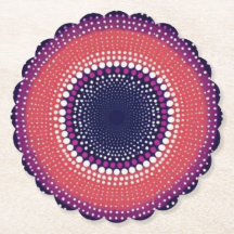 サンゴ、ナス、マゼンタ、青い万華鏡のように千変万化するパターン