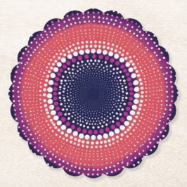 サンゴ、ナス、マゼンタ、青い万華鏡のように千変万化するパターン ペーパーコースター