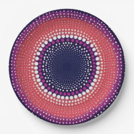 サンゴ、ナス、マゼンタ、青い万華鏡のように千変万化するパターン ペーパープレート