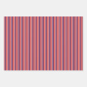 サンゴ、ネイビーブルー、ホワイト五ストライプ色パターン ラッピングペーパーシート (正面3)