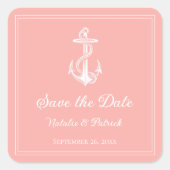 サンゴ ネイビー アンカー Save the Date ステッカー (正面)
