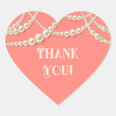 サンゴ＆パールのカスタムハート型感謝メッセージ ハートシール (正面)