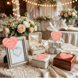 サンゴ＆パール オーダーメイド ハート型感謝メッセージシール ハートシール