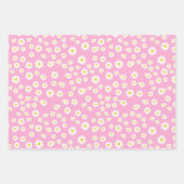 サンゴ、ピンク、イエローボホ春デイジーパターン ラッピングペーパーシート (正面3)