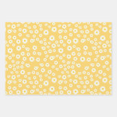 サンゴ、ピンク、イエローボホ春デイジーパターン ラッピングペーパーシート (正面2)
