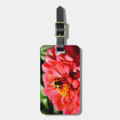 サンゴ《植物》百日草と（昆虫）マルハナバチ ラゲッジタグ (正面縦)