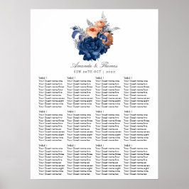 サンゴ、海軍、シルバーのフローラ結婚の座席 ポスター