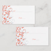 サンゴ、白フローラ結婚座席表 プレイスカード (正面/裏面)