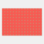 サンゴ、緑、白のフローラ ラッピングペーパーシート (正面3)